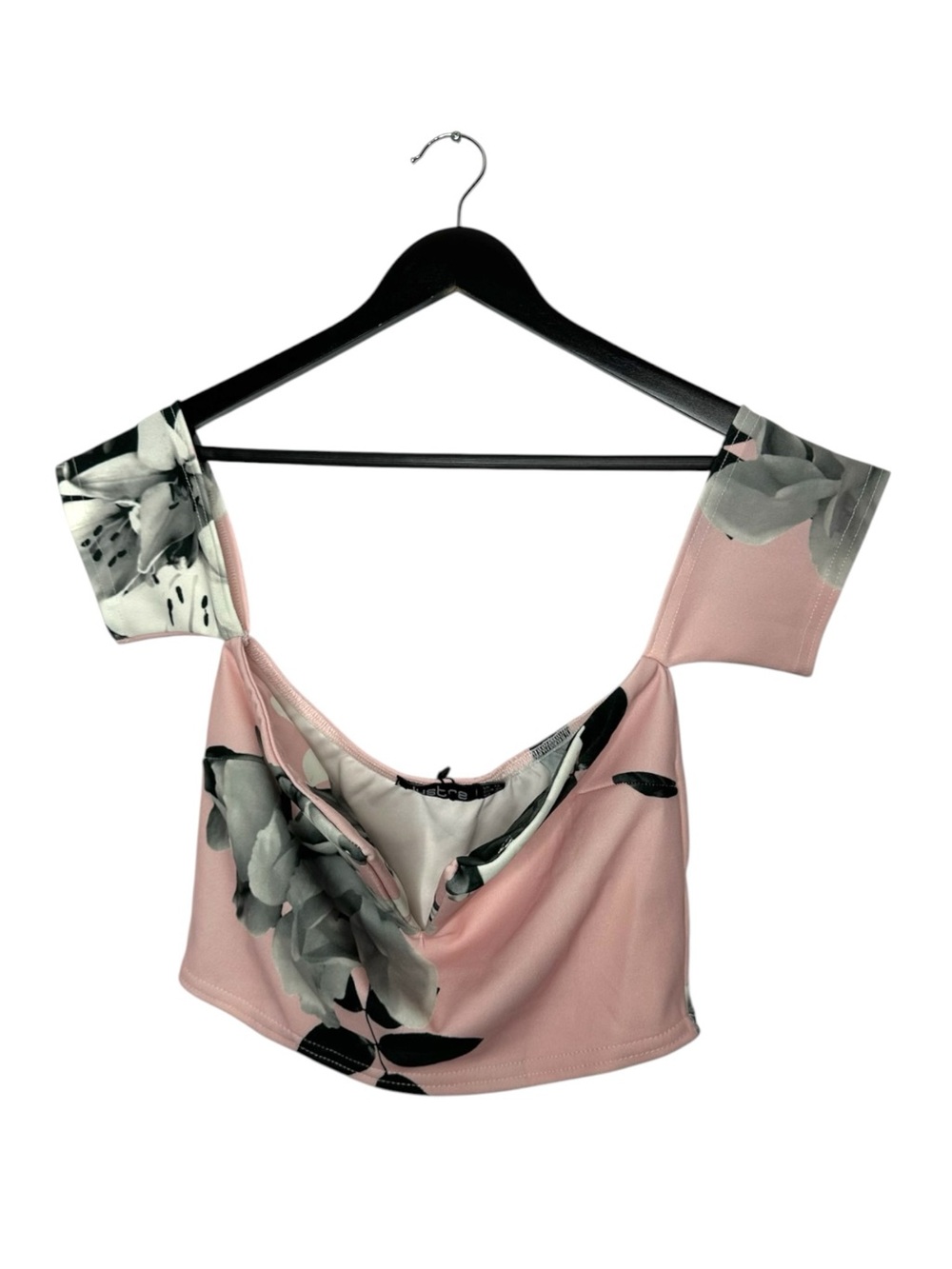 NWT Lustre Pink Floral Off Shoulder Crop Top Coquette Party Size US 8 Baddie